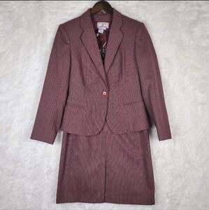 Vtg Sz 9 Plum Tree Wool Blend Skirt Suit Set Pinstripe Business Classic